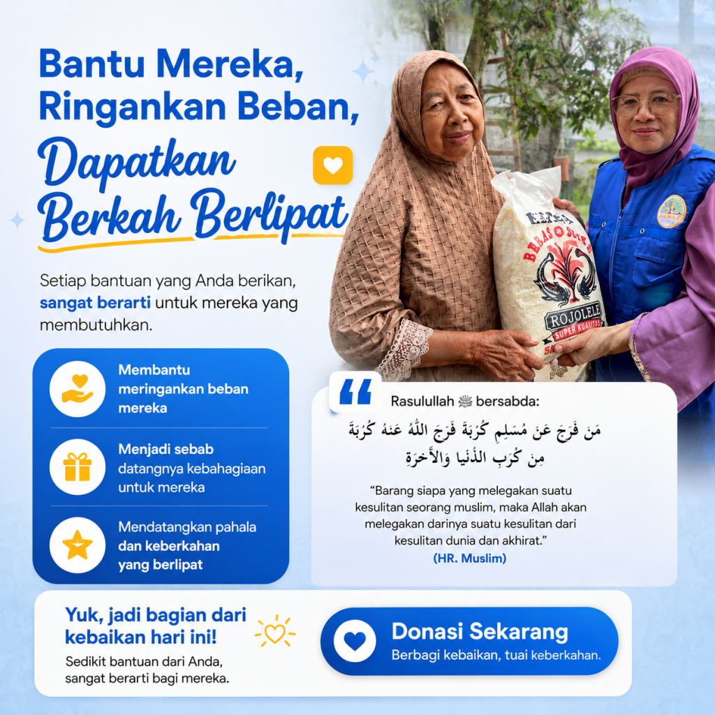 Flyer program bantuan GAMAI untuk meringankan beban masyarakat yang membutuhkan